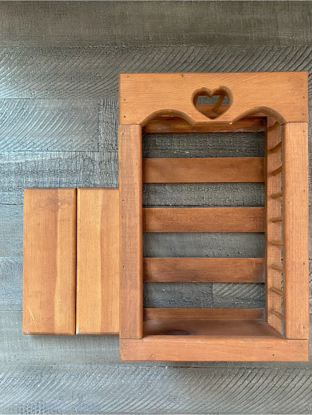 Vintage Wood Heart Cut Out Two Tier Cirio/Trinket Shelf Cottagecore Decor